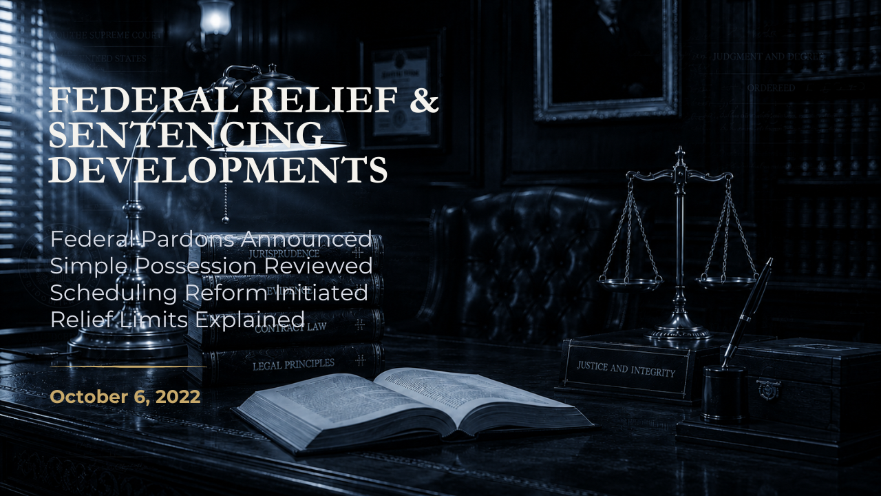 Federal Marijuana Pardon & Sentencing Developments — October 6, 2022