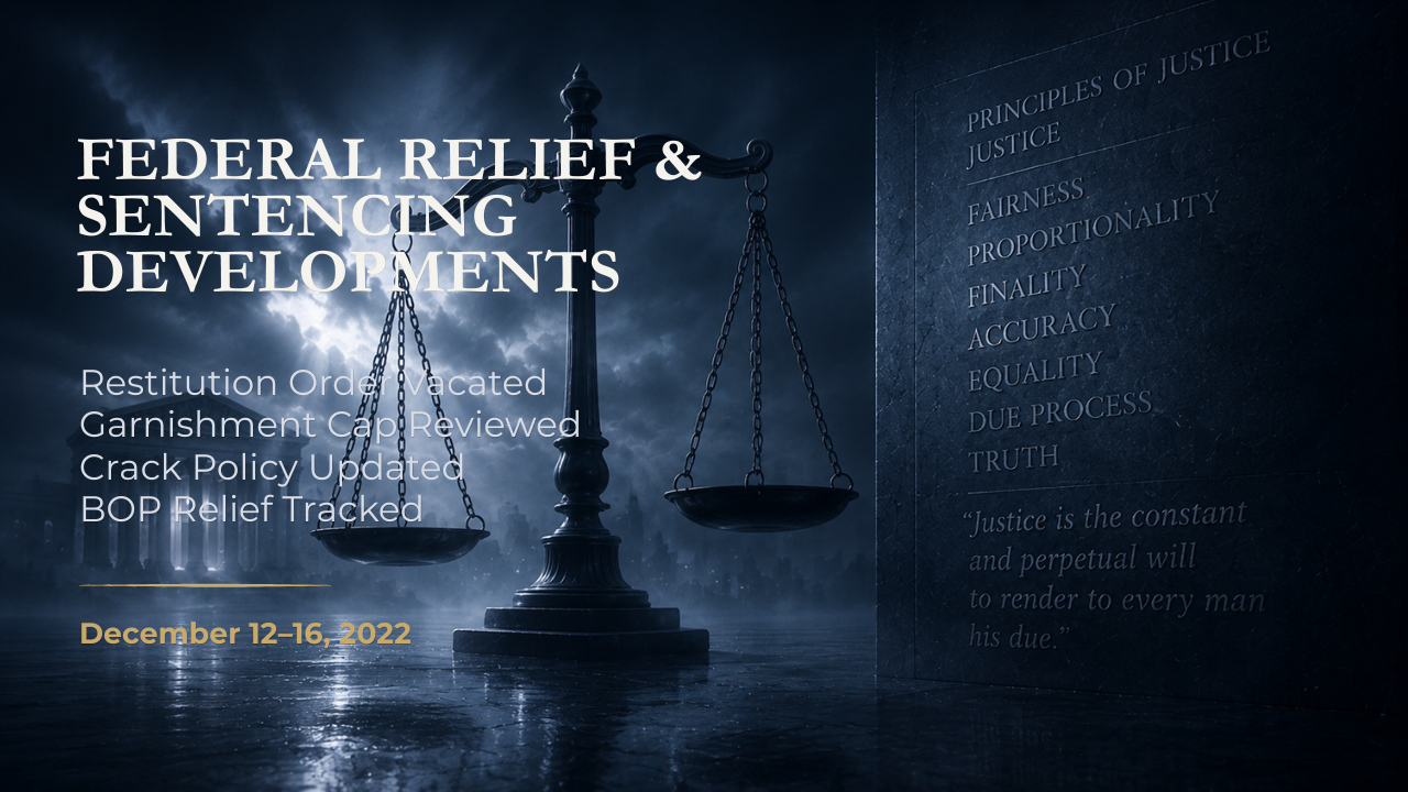 Federal Relief & Sentencing Developments — December 12–16, 2022
