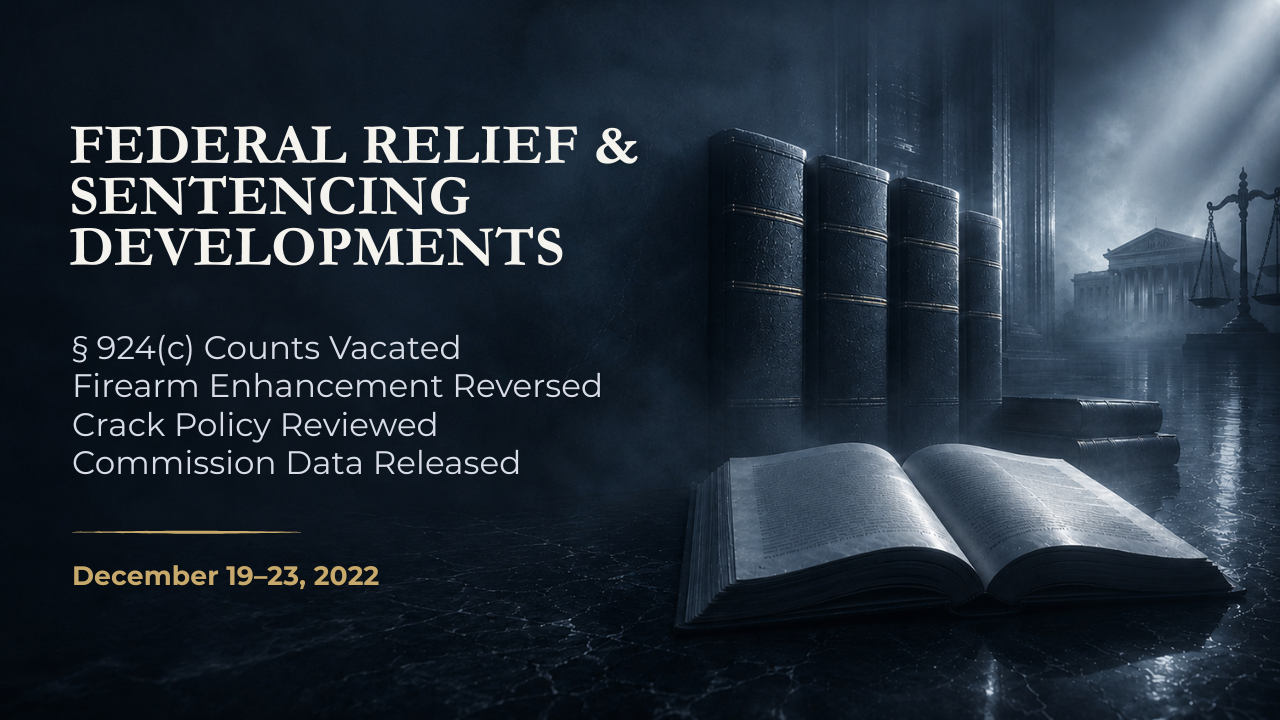 Federal Relief & Sentencing Developments — December 19–23, 2022
