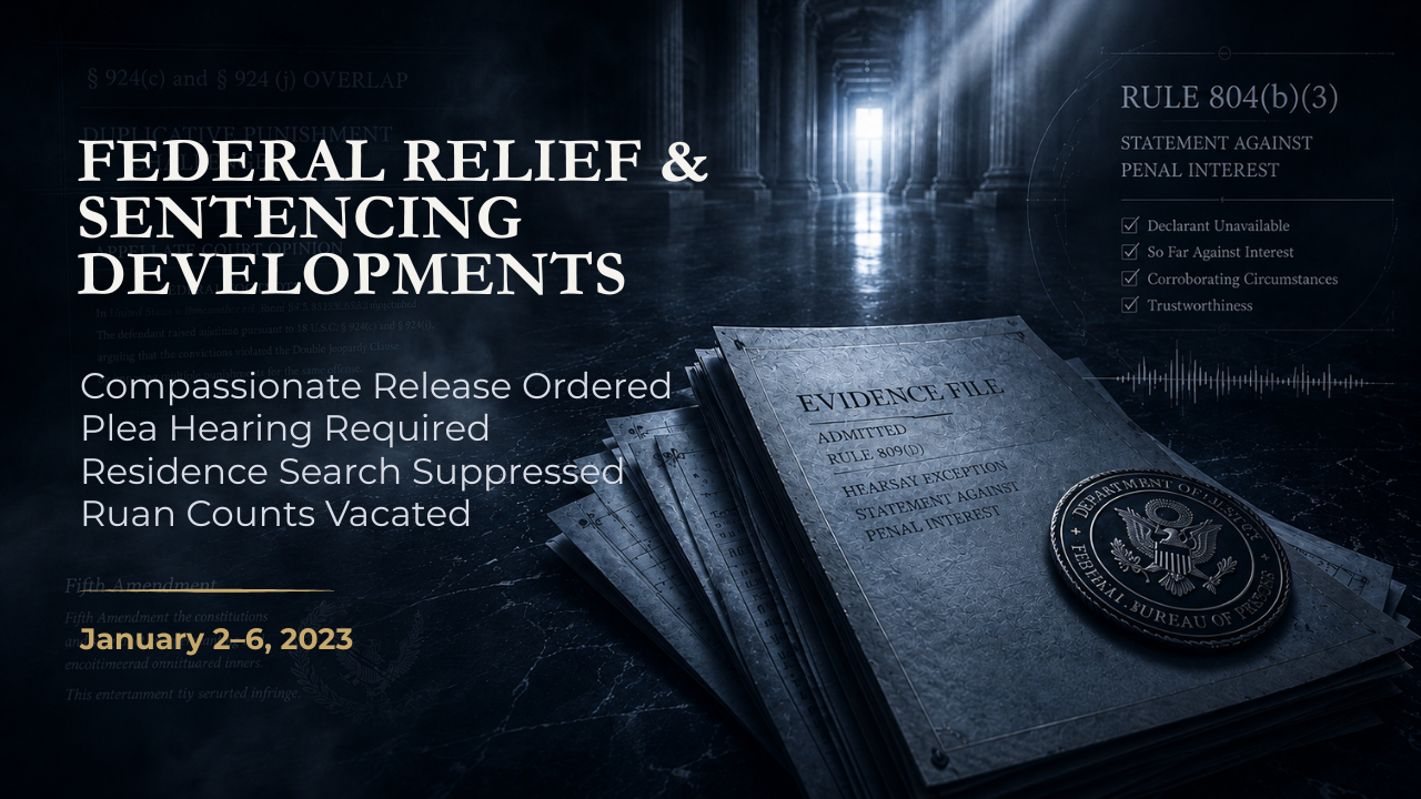 Federal Relief & Sentencing Developments — January 2–6, 2023