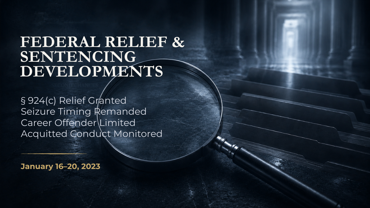 Federal Relief & Sentencing Developments — January 16–20, 2023
