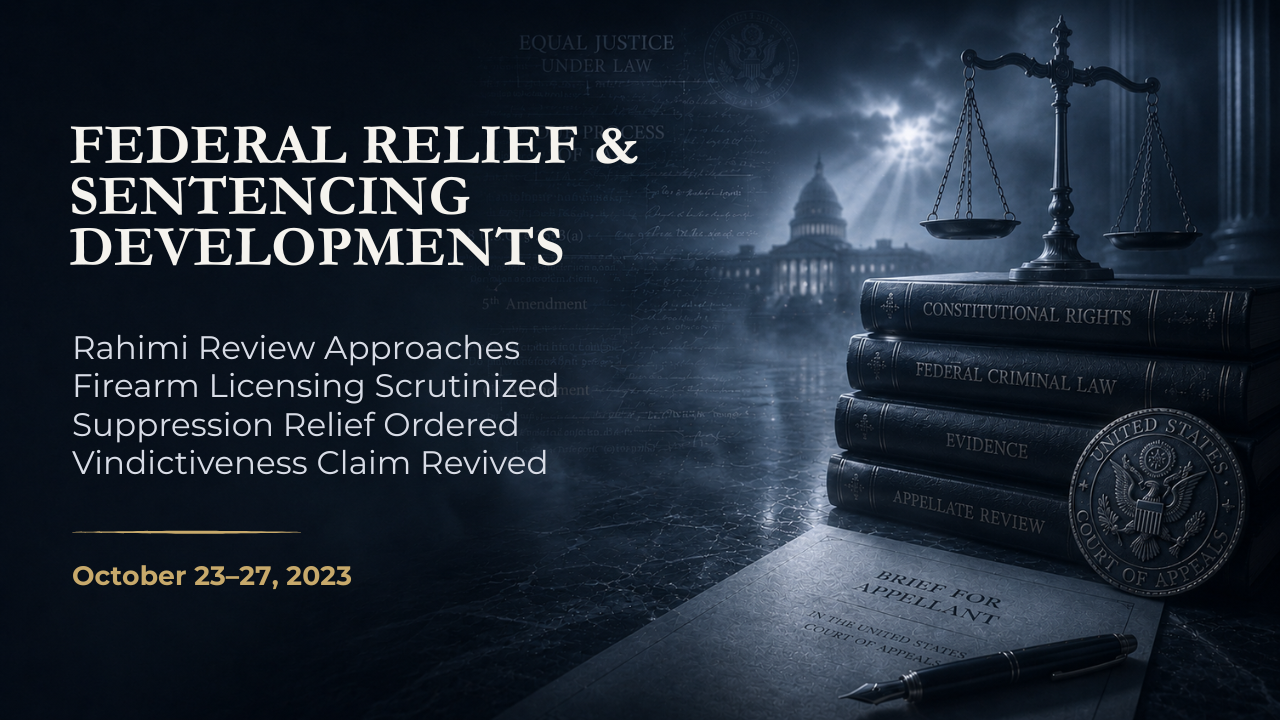 Federal Relief & Sentencing Developments — October 23–27, 2023