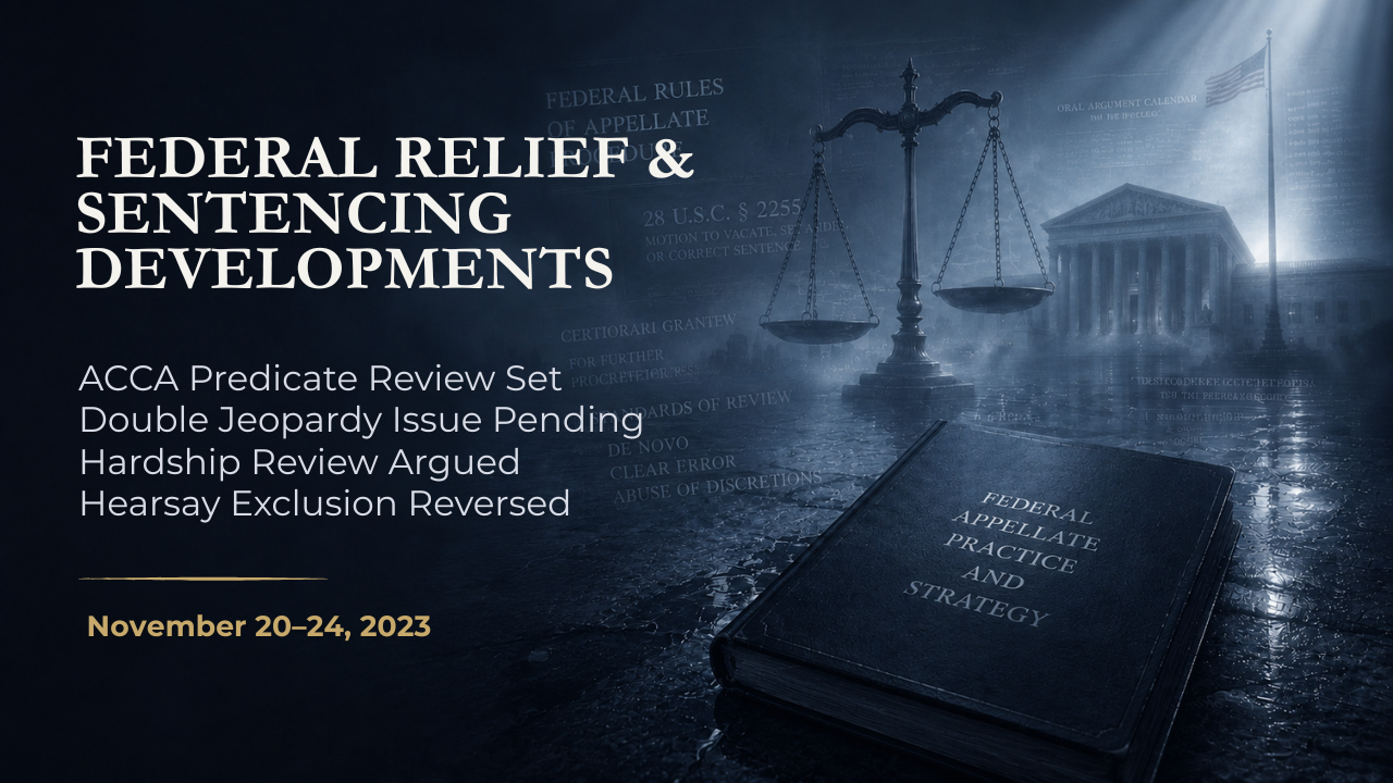 Federal Relief & Sentencing Developments — November 20–24, 2023