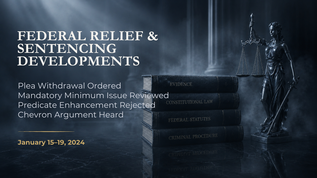 Federal Relief & Sentencing Developments — January 15–19, 2024