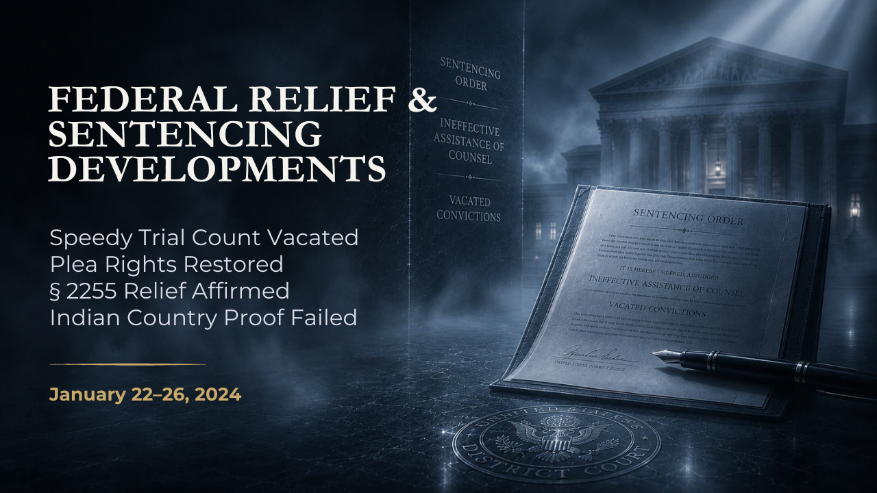 Federal Relief & Sentencing Developments — January 22–26, 2024