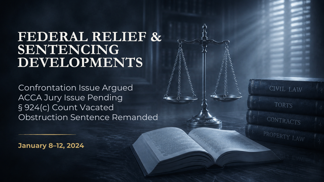 Federal Relief & Sentencing Developments — January 8–12, 2024
