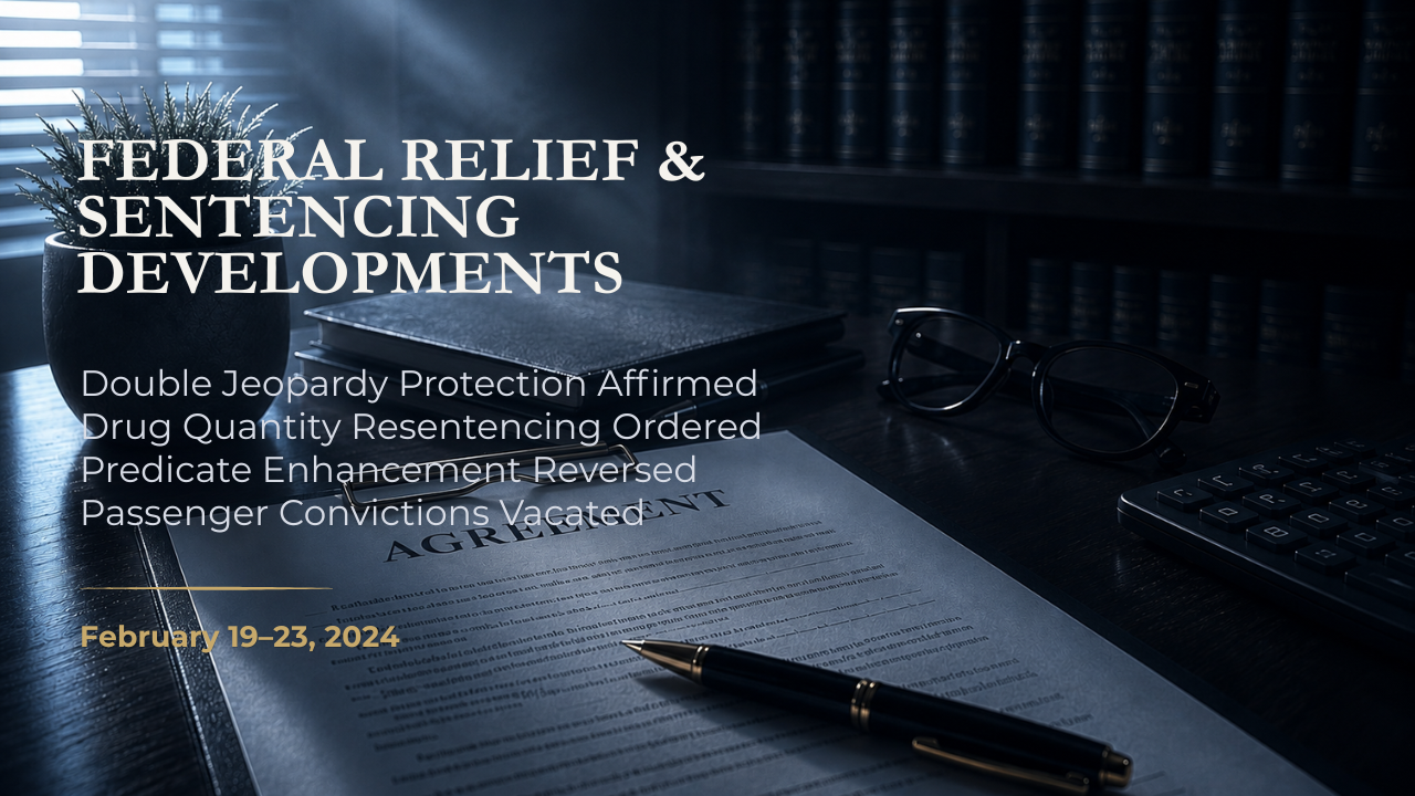 Federal Relief & Sentencing Developments — February 19–23, 2024