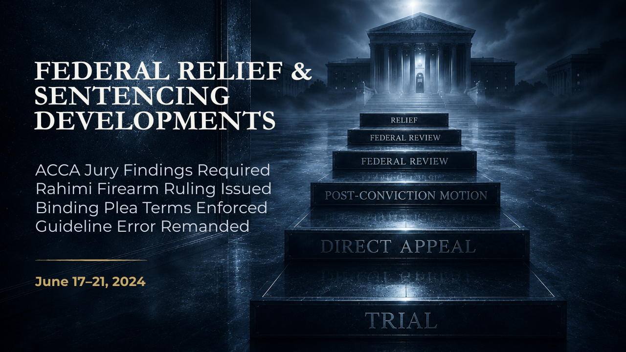 Federal Relief & Sentencing Developments — June 17–21, 2024