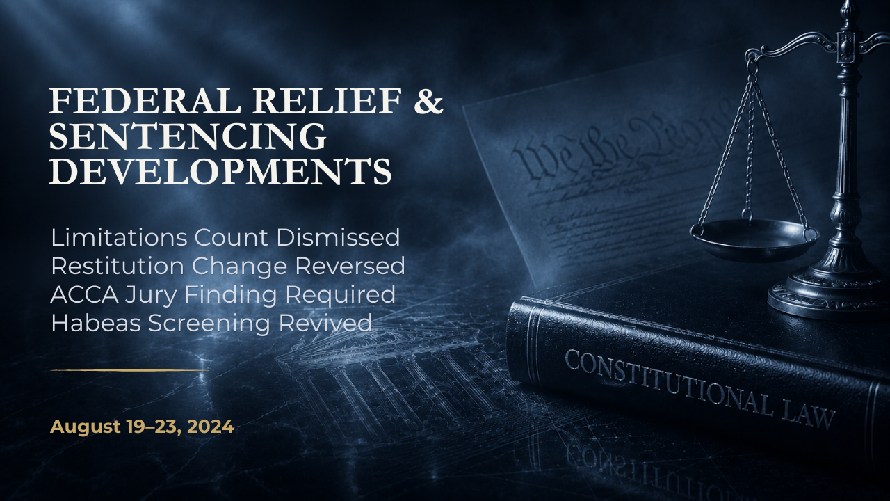 Federal Relief & Sentencing Developments — August 19–23, 2024