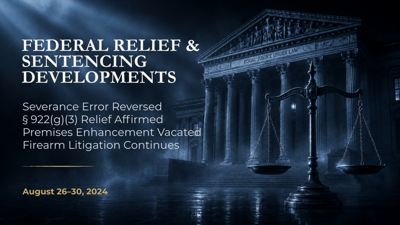 Federal Relief & Sentencing Developments — August 26–30, 2024