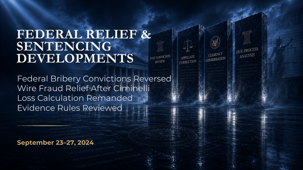 Federal Relief & Sentencing Developments — September 23–27, 2024