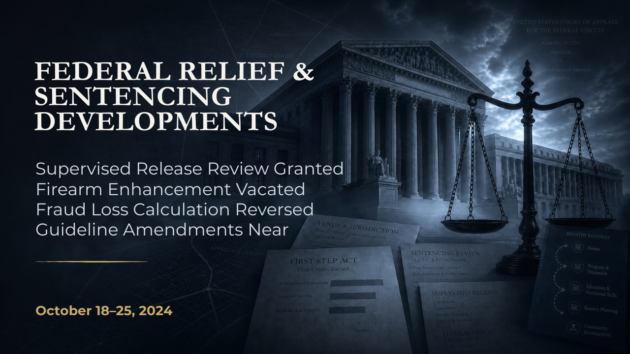 Federal Relief & Sentencing Developments — October 18–25, 2024