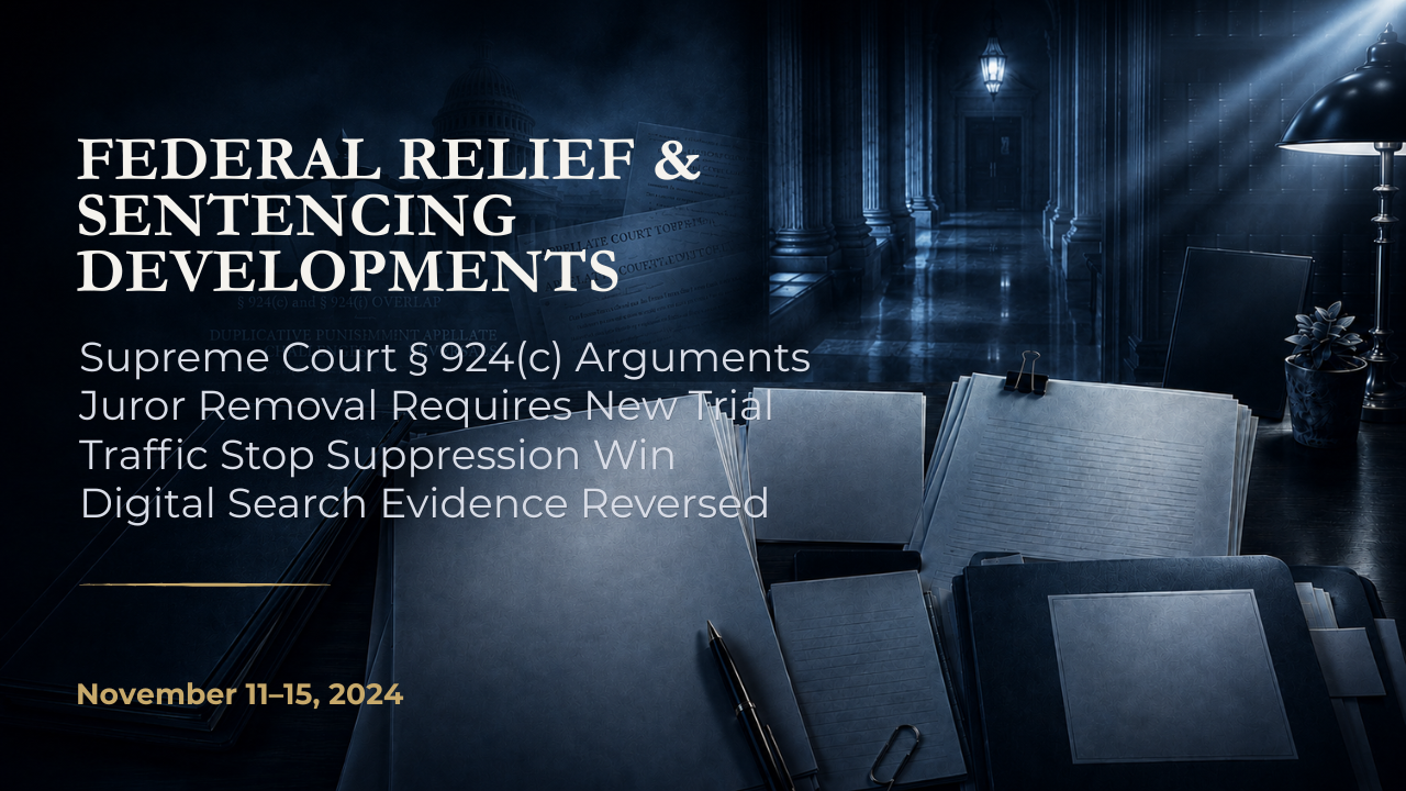 Federal Relief & Sentencing Developments — November 11–15, 2024