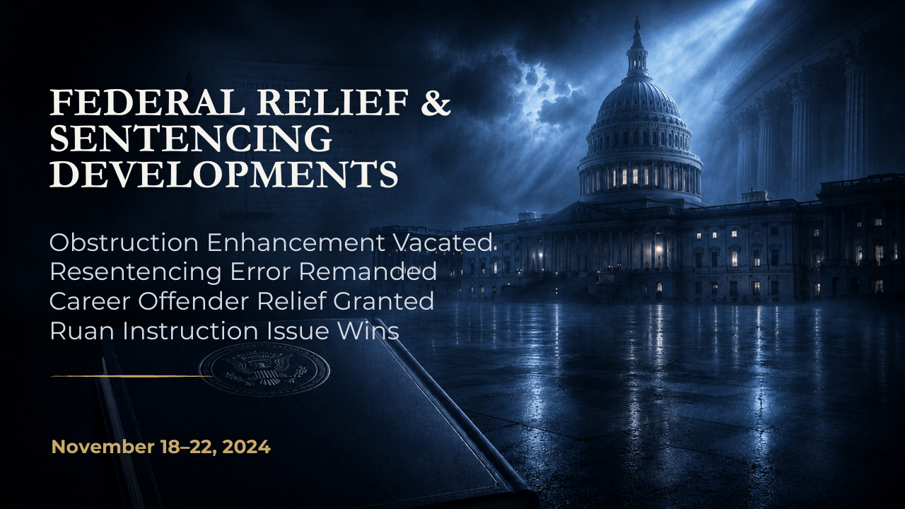 Federal Relief & Sentencing Developments — November 18–22, 2024