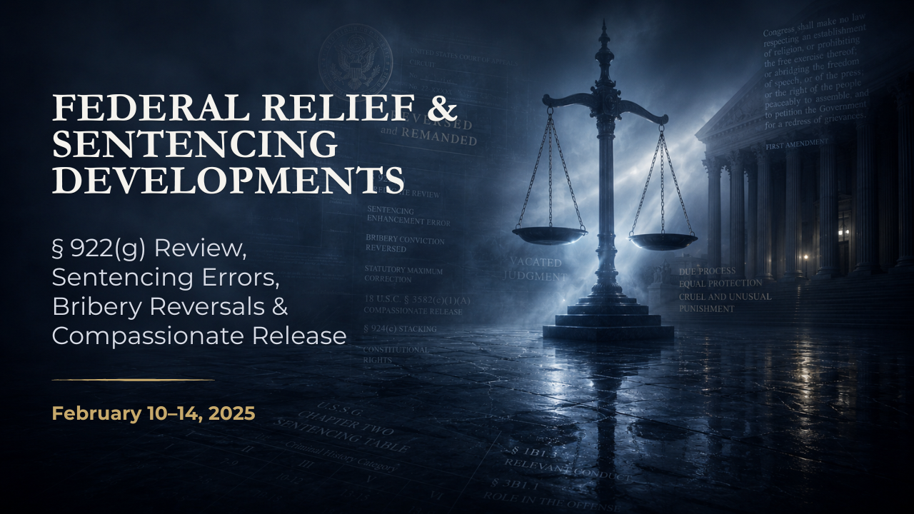 Federal Relief & Sentencing Developments — February 10–14, 2025
