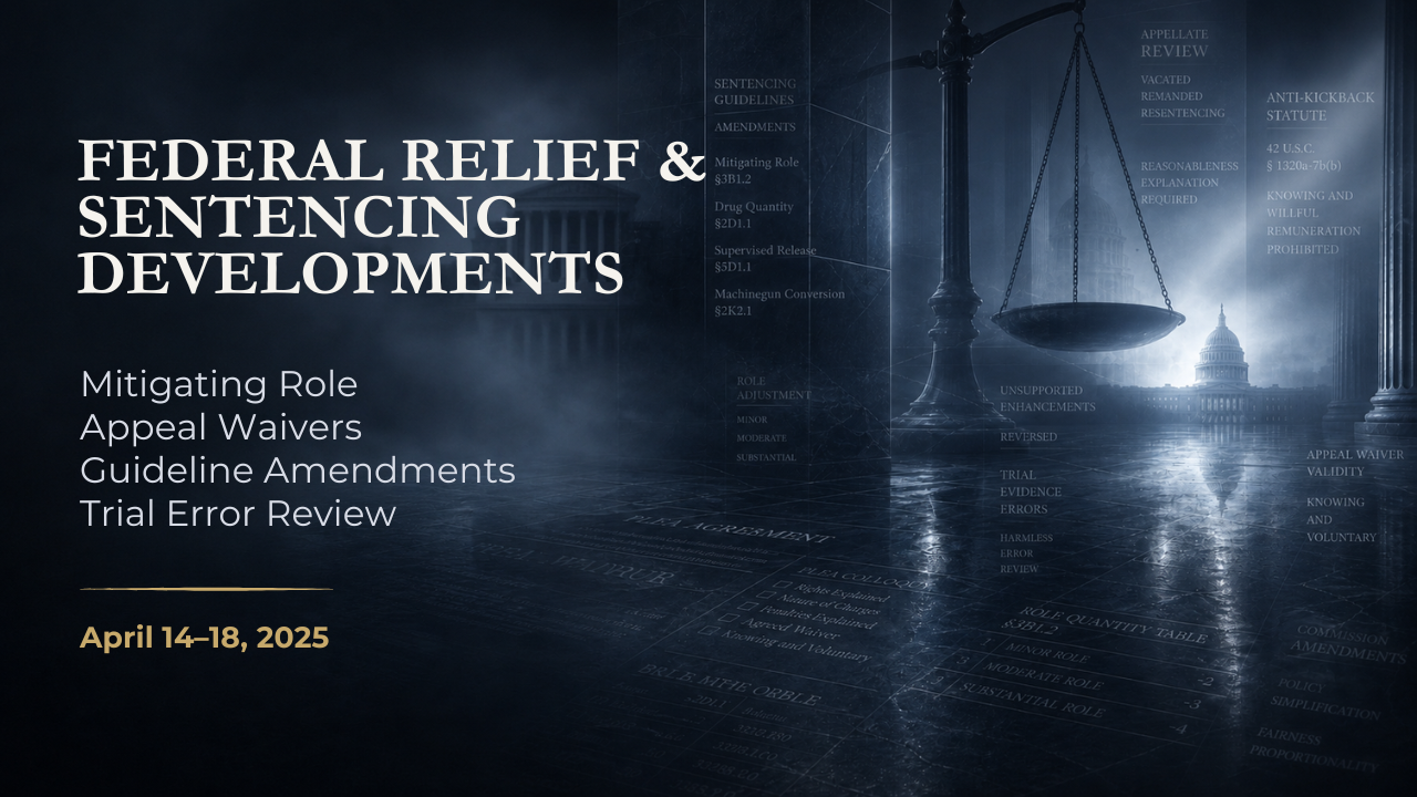 Federal Relief & Sentencing Developments — April 14–18, 2025