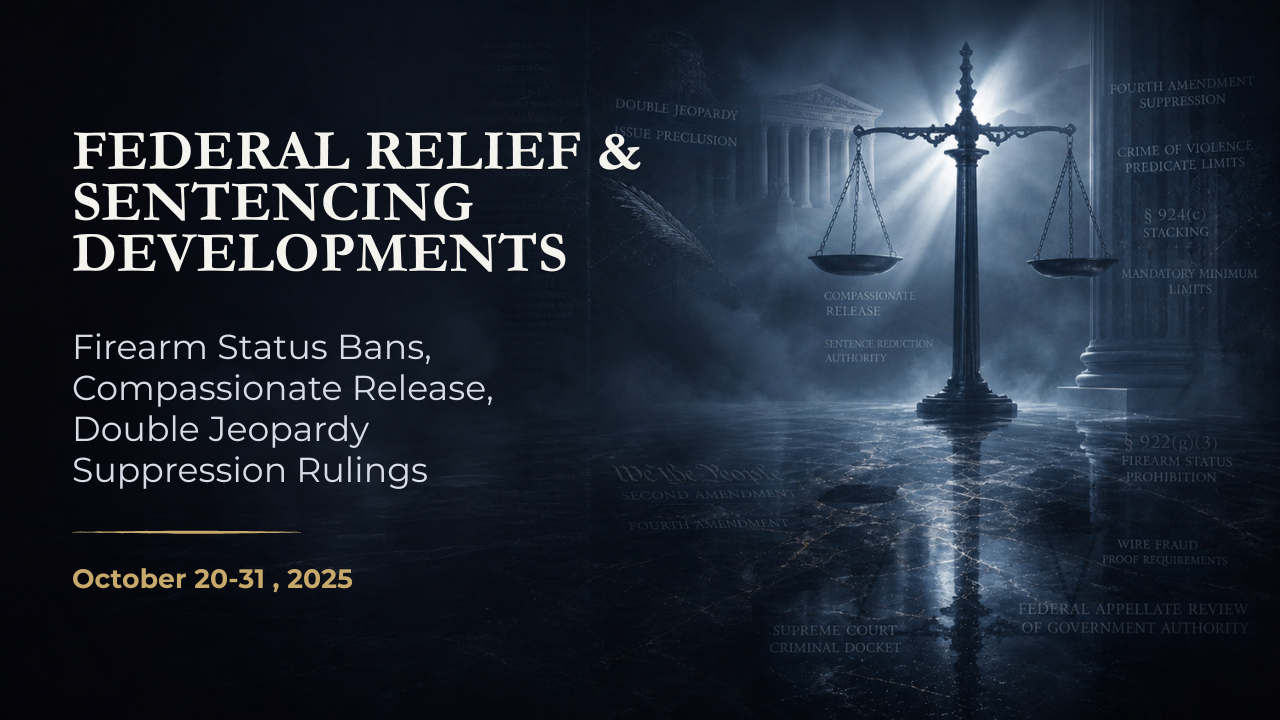 Federal Relief & Sentencing Developments — October 20–31, 2025