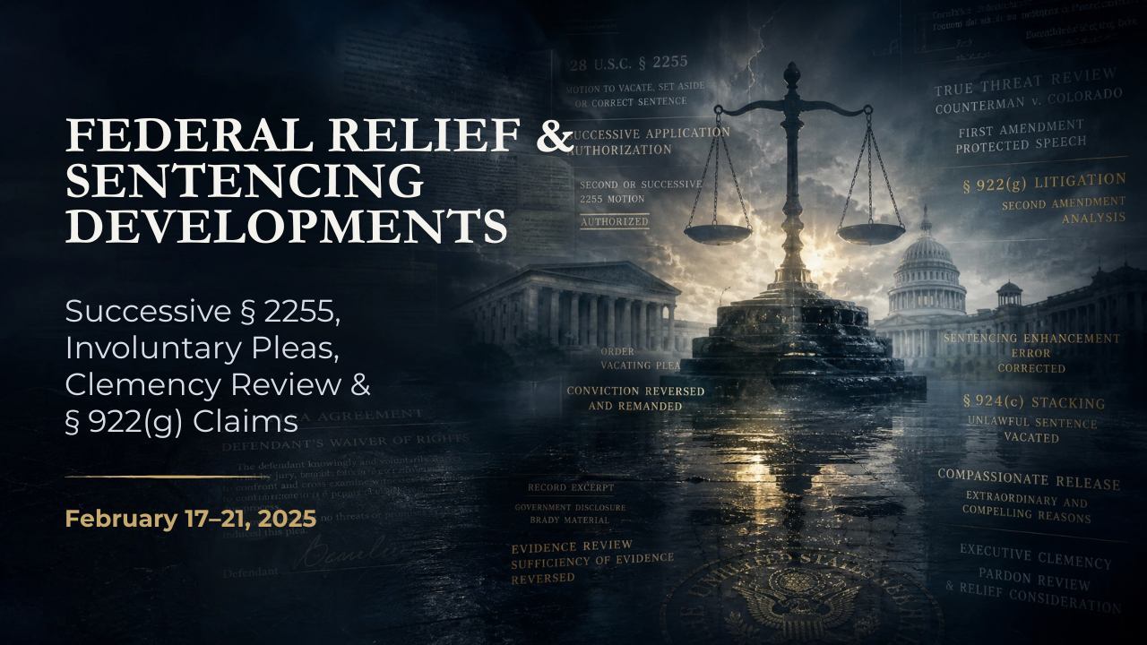 Federal Relief & Sentencing Developments — February 17–21, 2025