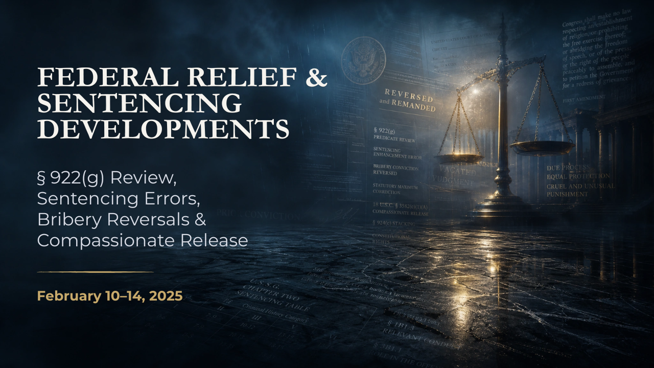Federal Relief & Sentencing Developments — February 10–14, 2025