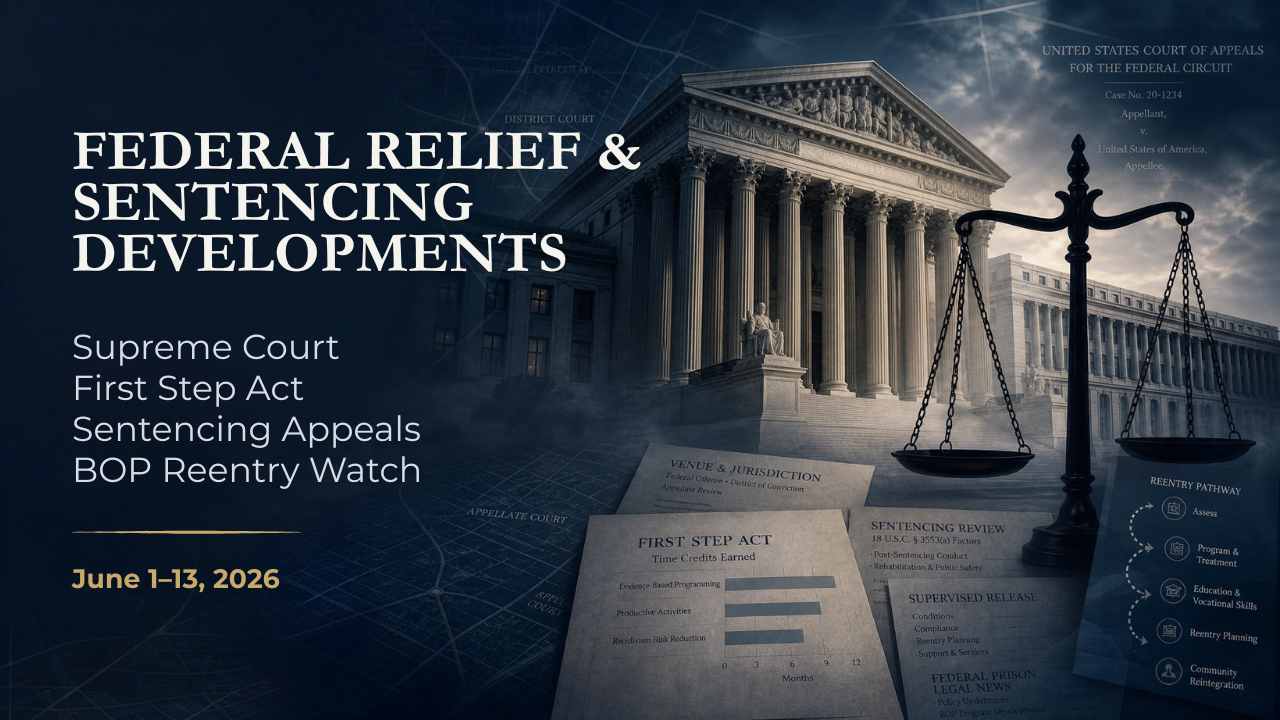 Federal Prison Legal News: June 1–13, 2026 Supreme Court, First Step Act, and Sentencing Updates