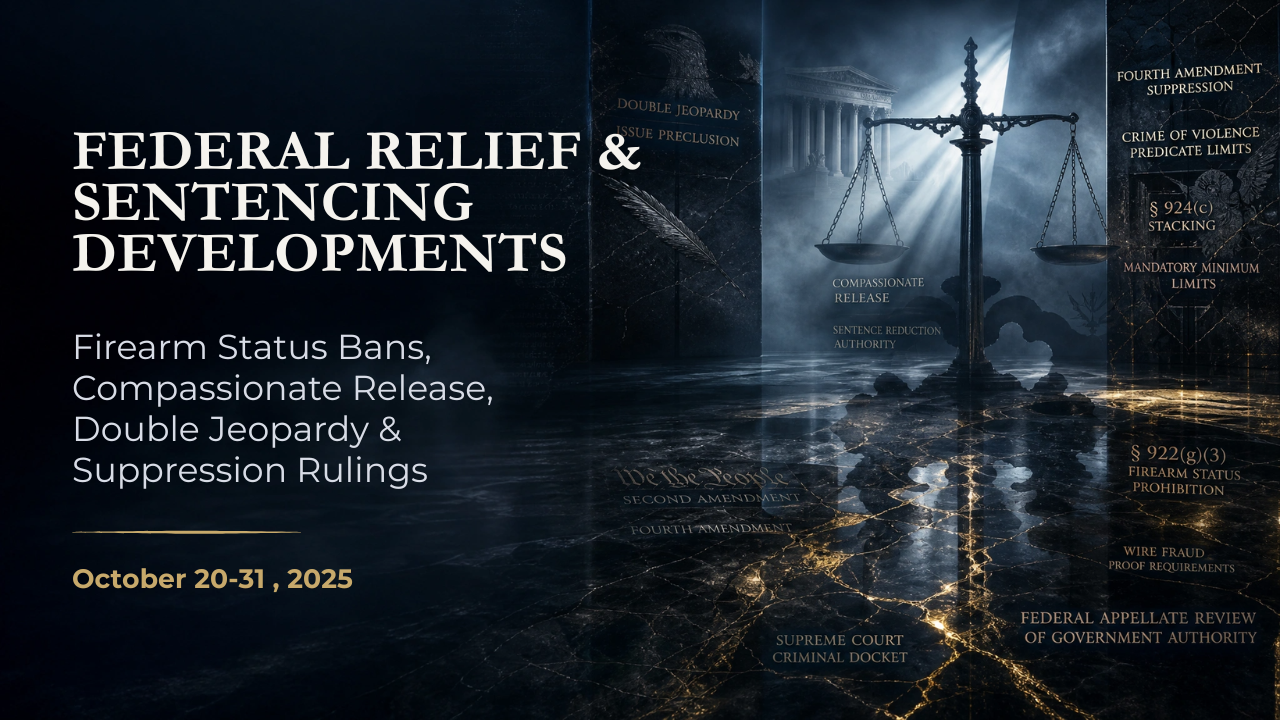 Federal Relief & Sentencing Developments — October 20–31, 2025