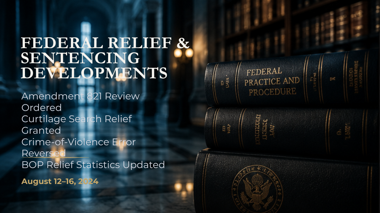 Federal Relief & Sentencing Developments — August 12–16, 2024
