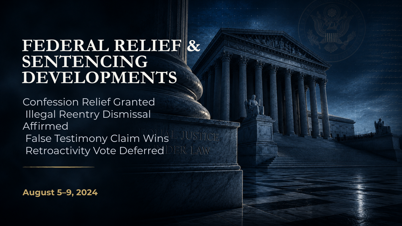 Federal Relief & Sentencing Developments — August 5–9, 2024