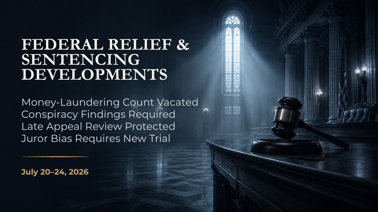 Federal Relief & Sentencing Developments — July 20–24, 2026