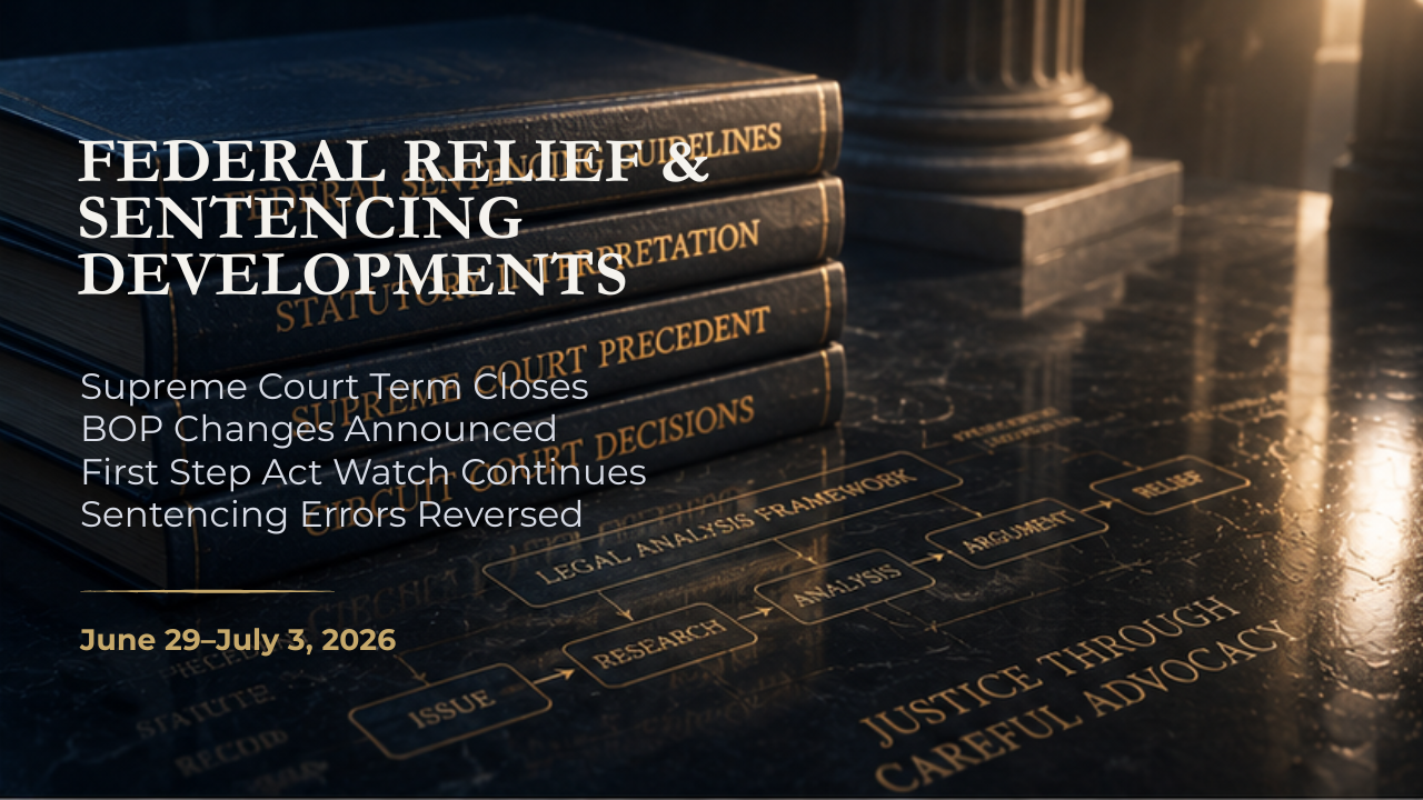 Federal Relief & Sentencing Developments — June 29–July 3, 2026