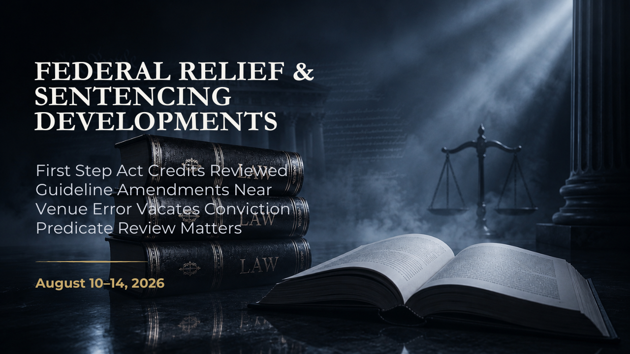 Federal Relief & Sentencing Developments — August 10–14, 2026